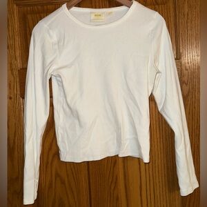 Anthropologie Maeve Cream Ribbed Top